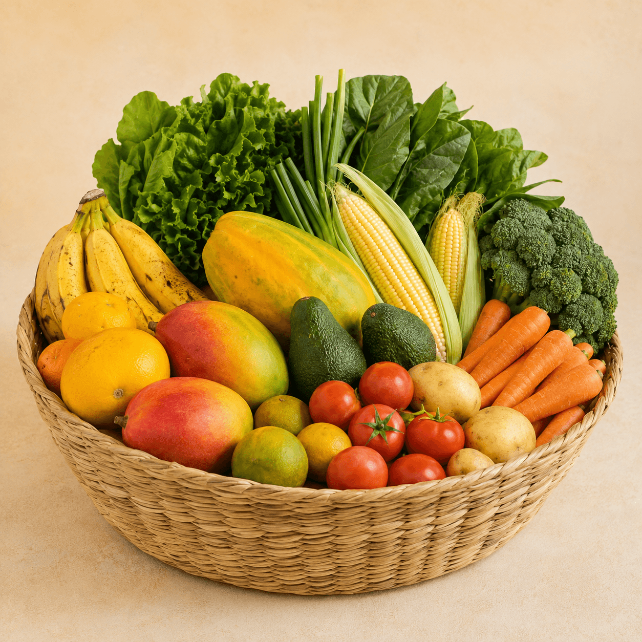 Cesta de frutas y verduras frescas de Tierra Bella